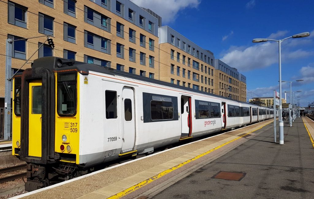 Greater Anglia train number 317509 in the platform at Cambridge